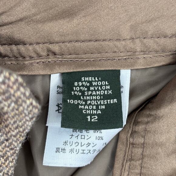 Eddie Bauer Trouser Pants Womens Size 12 Brown Wool Blend Vashon Fit Stretch - Picture 6 of 12